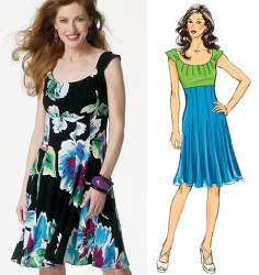 5751 EZ STRAPPY EMPIRE FLARE KNIT PLEAT DRESS PATTERN 10-18